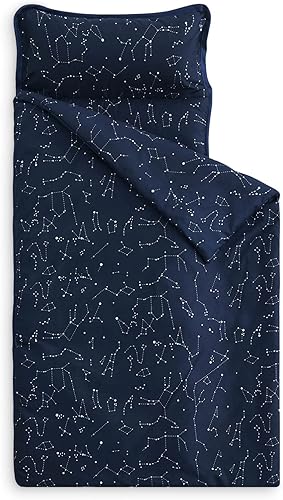 Wake In Cloud - Toddler Nap Mat with Pillow and Blanket, for Kids Boys Girls Ages 3 Plus in Kindergarten Daycare Preschool, Roll Up Sleeping Bag,