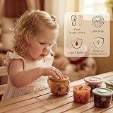 Moonkie Contenitori Pappa Neonati 120ml, 6 Pezzi Vasetti Pappa Neonati Silicone, Contenitori Brodo Svezzamento 100% Ermetici, Senza BPA, Contenitore Cibo Piccolo,per Lavastoviglie Freezer e Microonde - 5