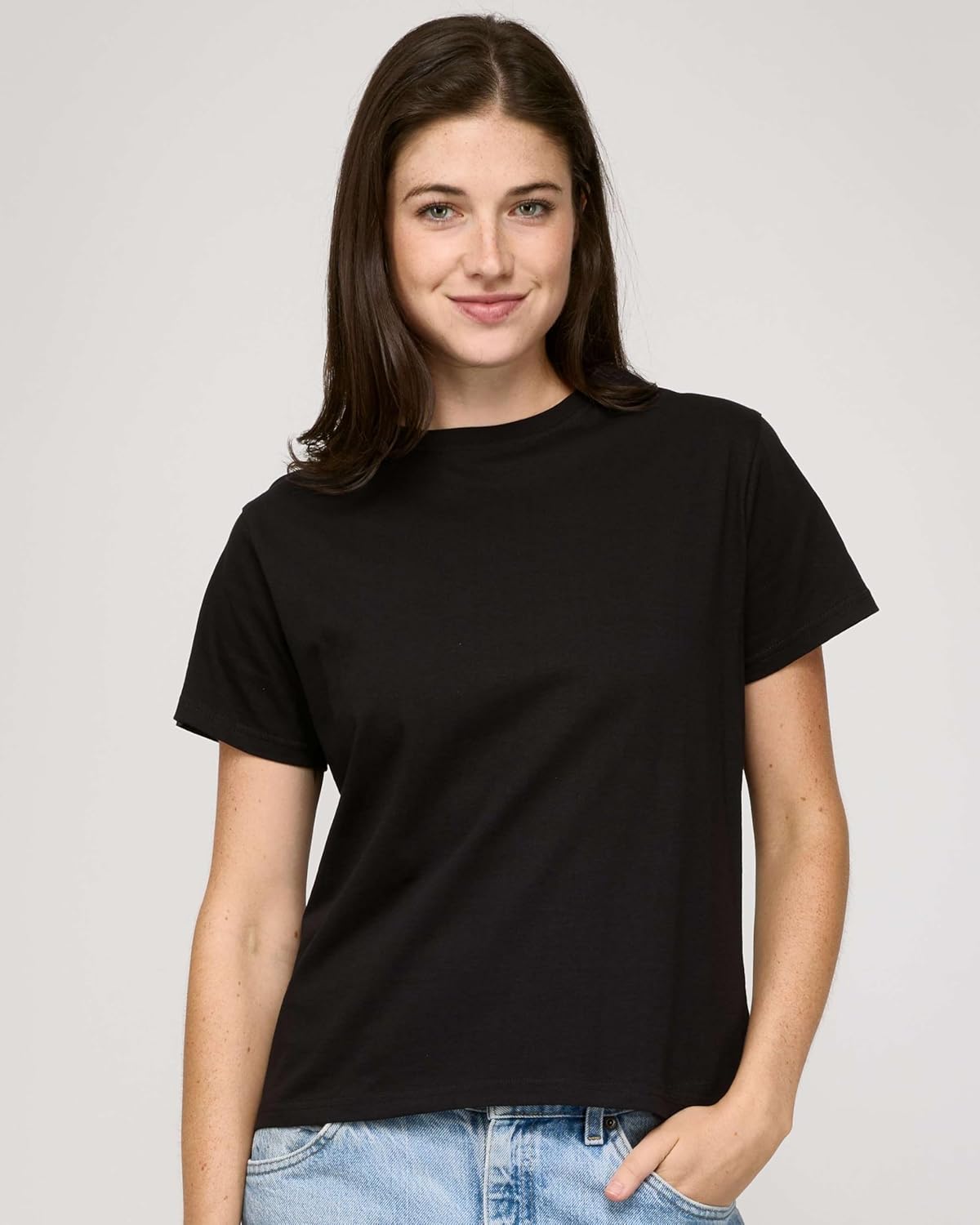 Real Essentials 5 Pack: Women’s 100% Cotton Relaxed Fit Short Sleeve T-Shirts Fashion Trendy Tees (Available in Plus Size) - Image 5