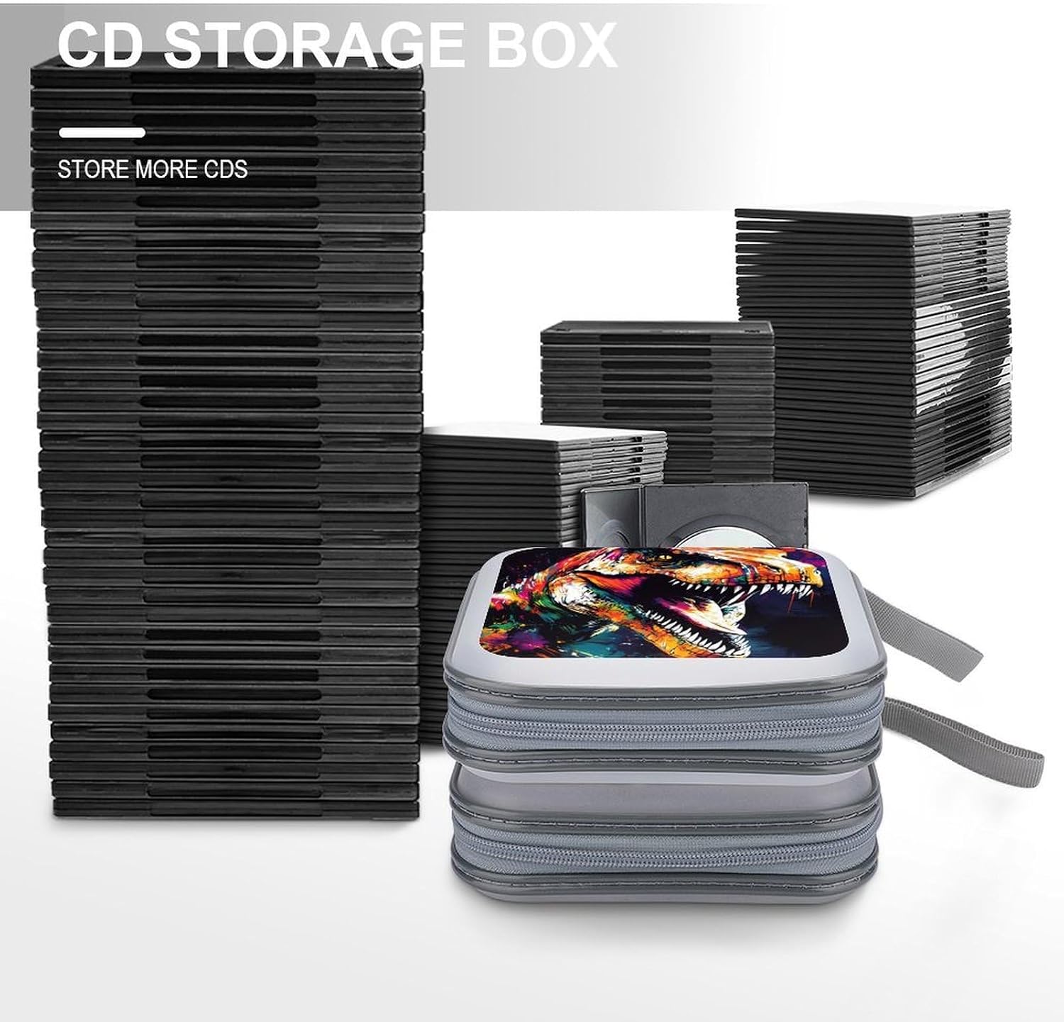 Fierce Dinosaur Protective CD Case Storage Rack 40 Capacity DVD Holder Organizer Car Travel