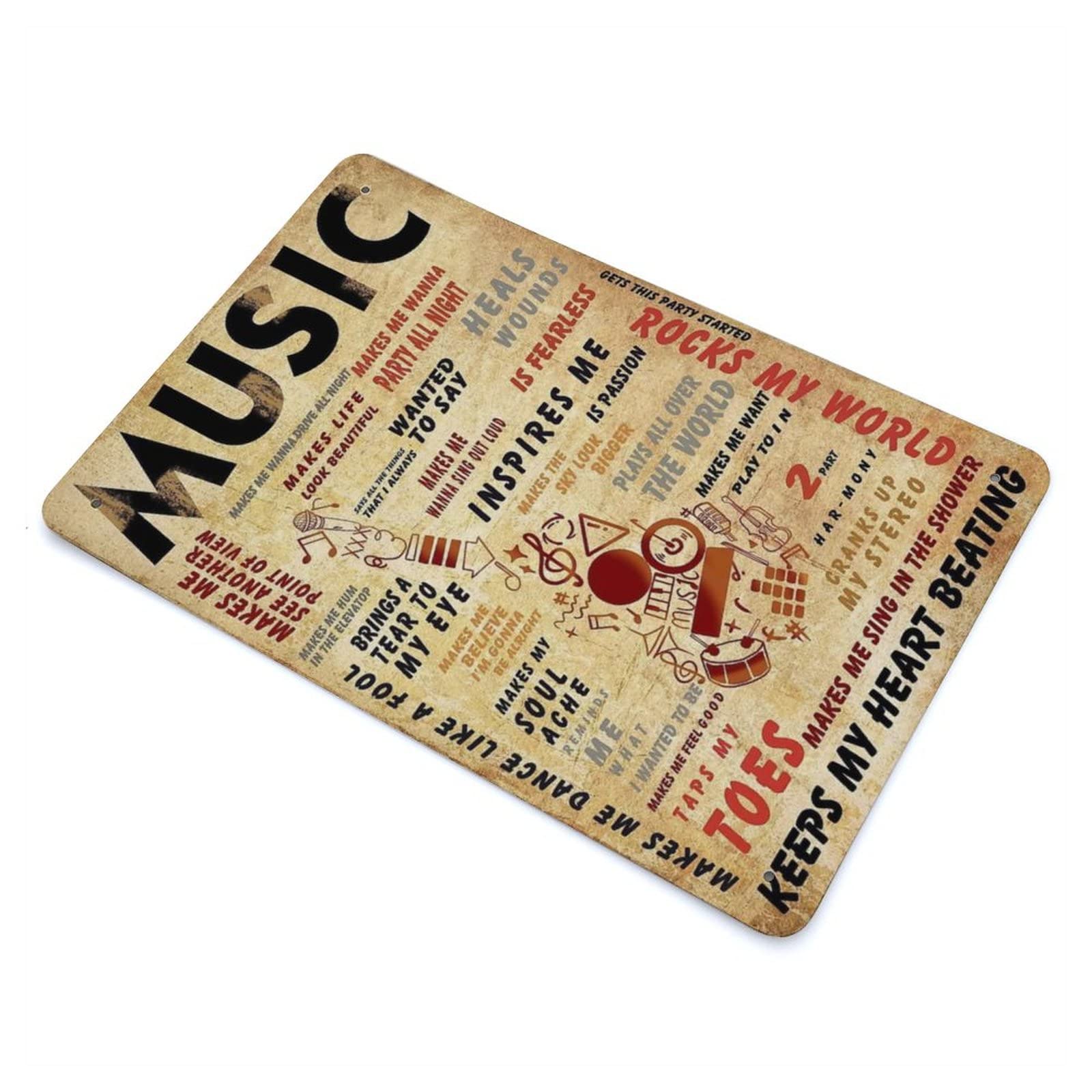 Targa in metallo, 20 x 30 cm, curva, musicista, chitarra, musica, regalo