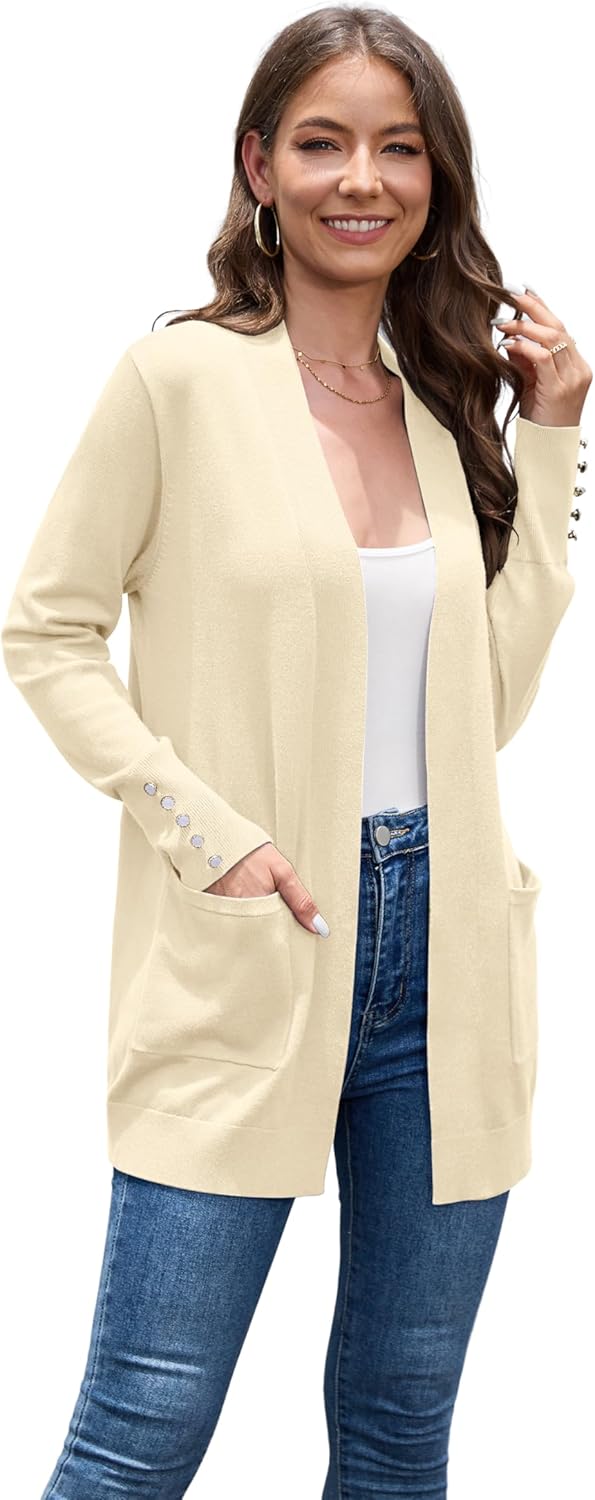 VIISHOW Women Cardigan Sweater Lightweight Open Front Long Sleeve Soft Fine Knit Casual Trendy Kimono Cardigans with Pockets - Image 4