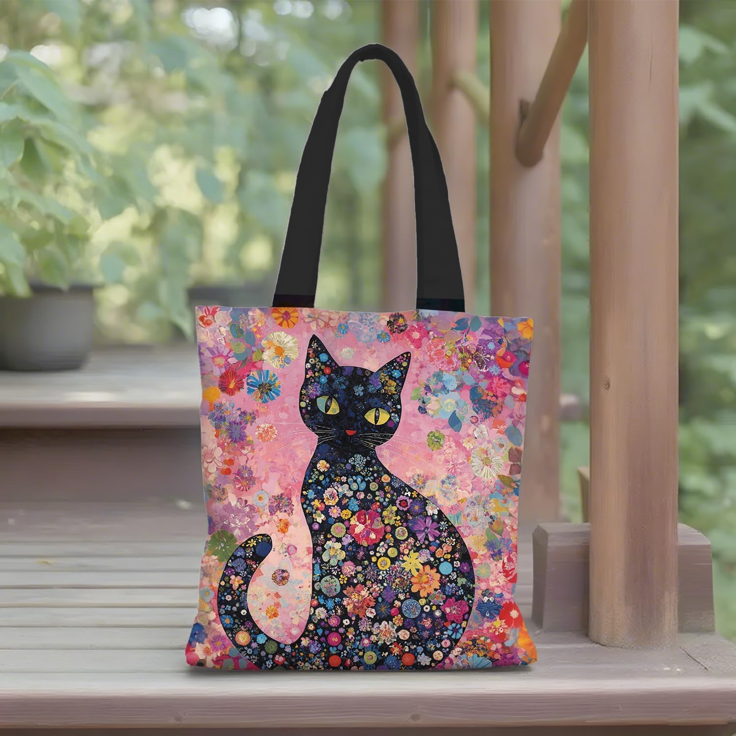 Canvas Tote Bag – Double-Sided Printed Artistic Shoulder Bag with Button Closure for Everyday Use or Gifting - Image 3