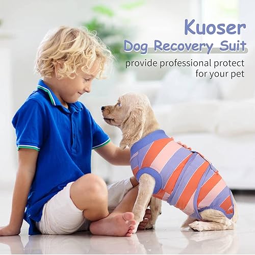 Miniatura 148 de Kuoser Traje de recuperación para perros después de la cirugía, traje de cirugía para perros hembra, esterilización masculina, mameluco para perros