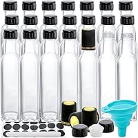Kingrol 18-Pack 8.5oz Square Glass Bottles with Leakproof Screw Caps for Hot Sauce, Oil, Vinegar, Dressings