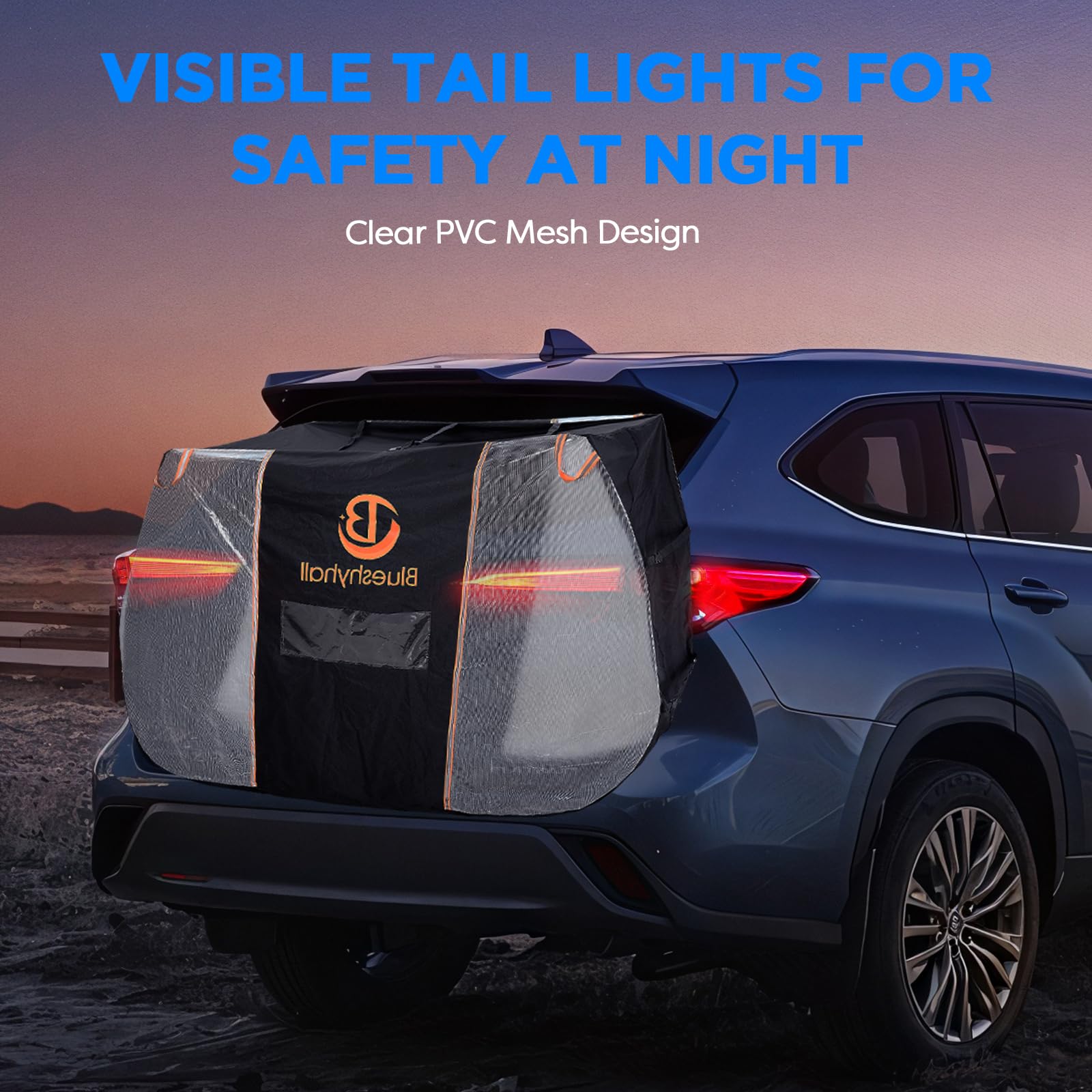 Blueshyhall Bike Cover for Transport on Hitch Rack, Bicycle Cover Outdoor Storage Waterproof All Seasons Fit 2 Bikes, Travel Use for Car, RV, SUV