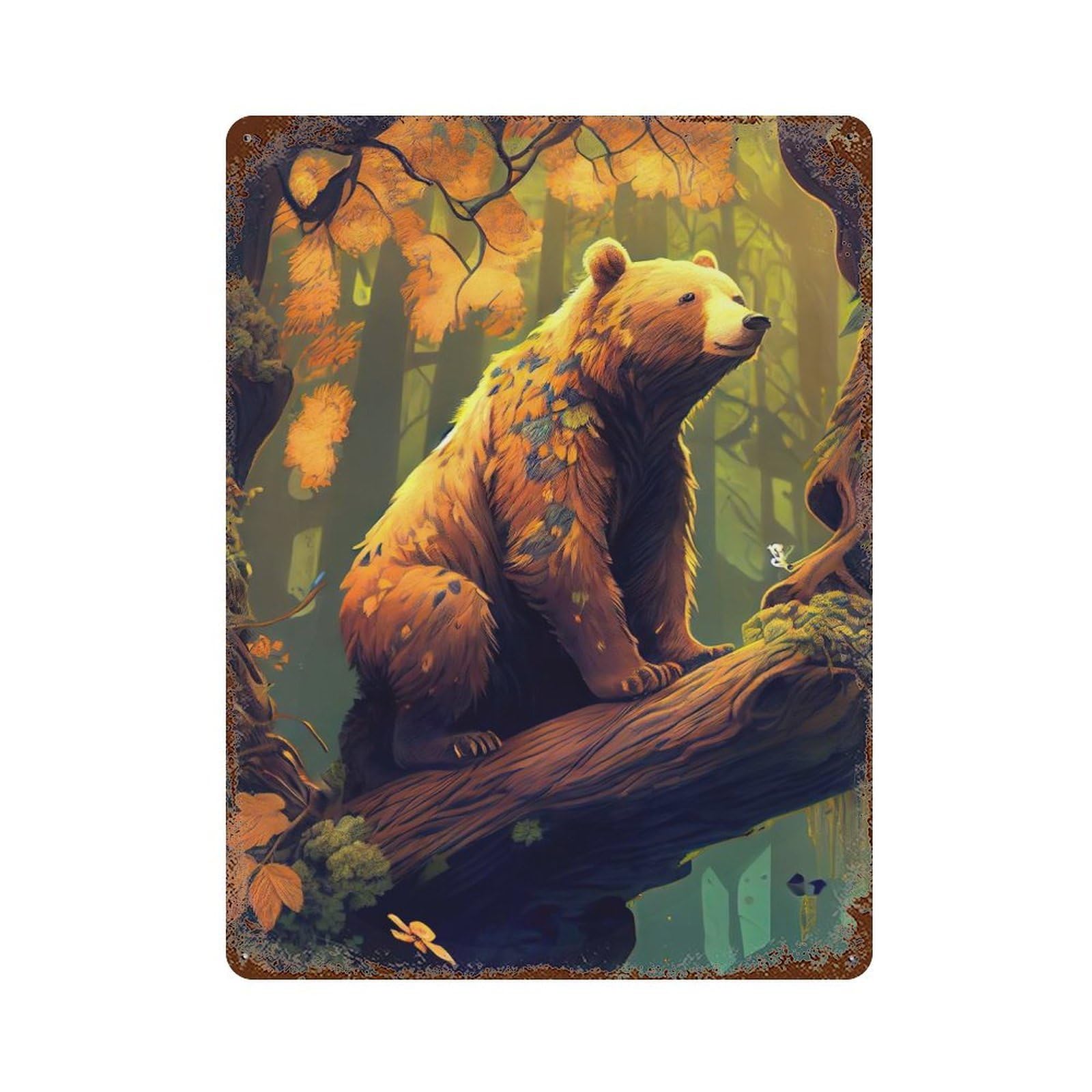 Into The Wild BearKing 2 15.7"x11.8" Vintage Rust Metal Sign, Shabby Chic Decor for Garage, Bar And Workshop Decor