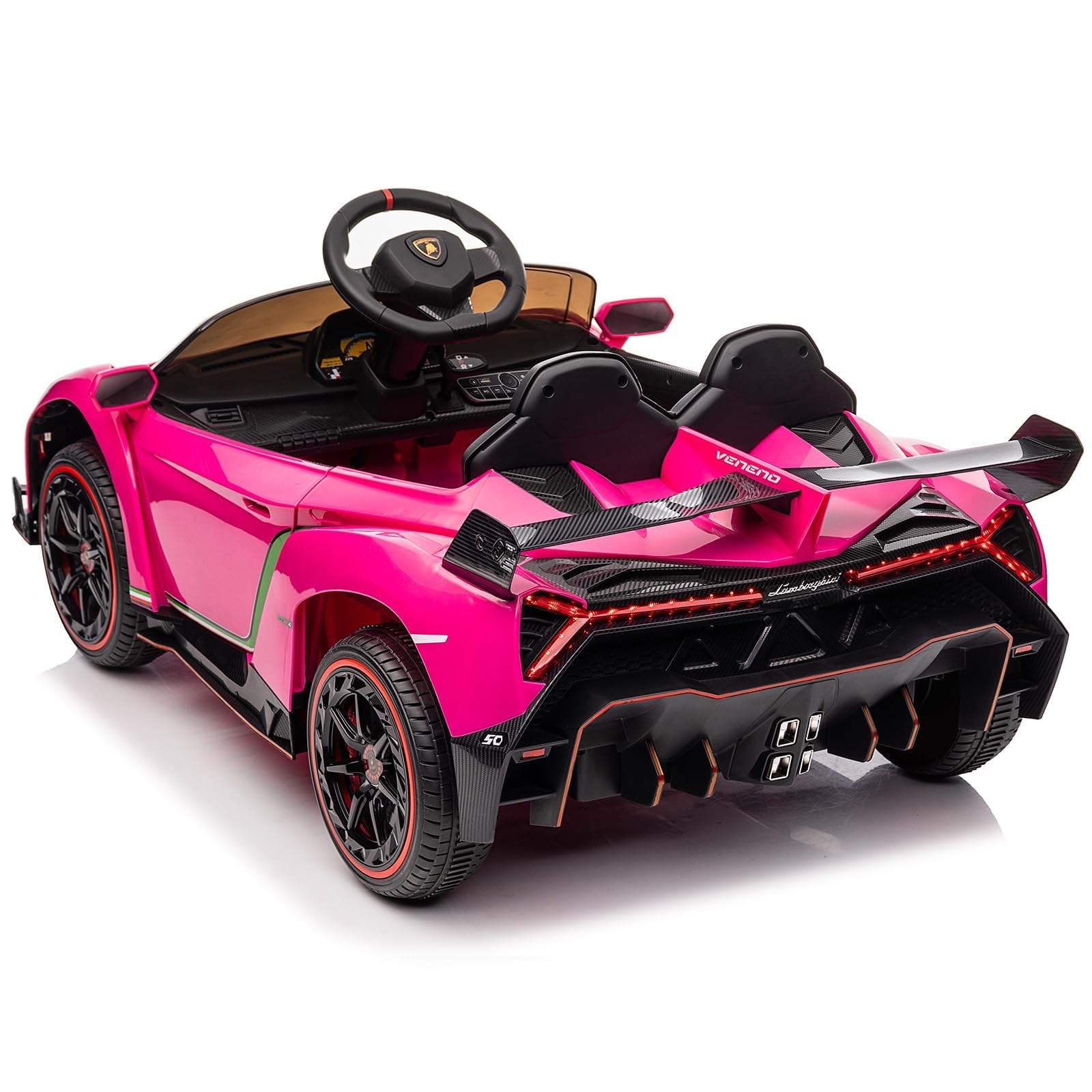 Lizenziertes Lamborghini Kinder Elektroauto 12V – 2 Motoren, Fernbedienung, Scherentüren, LED-Licht, breiter Sitz, MP3, USB, Drahtlos, Hupe, 3 Geschwindigkeiten – Sicheres Kinderfahrzeug ab