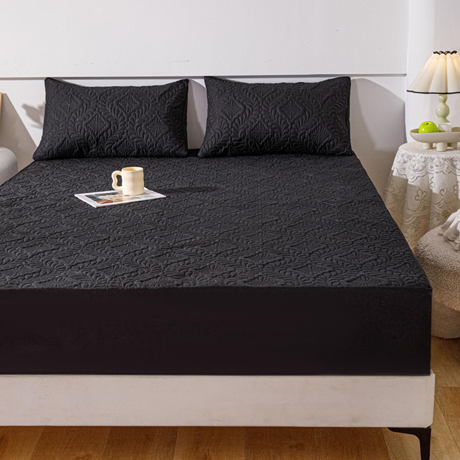LDLCYCN ,black,150 * 200cm/QUEEN, 100% Waterproof Mattress Protector Queen Size Fitted Sheet Mattress Cover