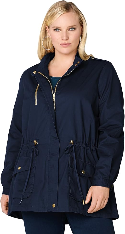 twill anorak jacket plus size