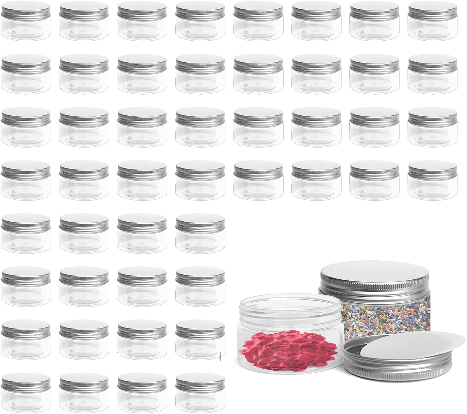 80 Pcs 4 oz Clear Plastic Jars with Screw Lids Cosmetic Containers Refillable Storage Containers Jars Empty Food Jar Slime Containers Cake Jars Small Spice Jars for Kitchen Organization