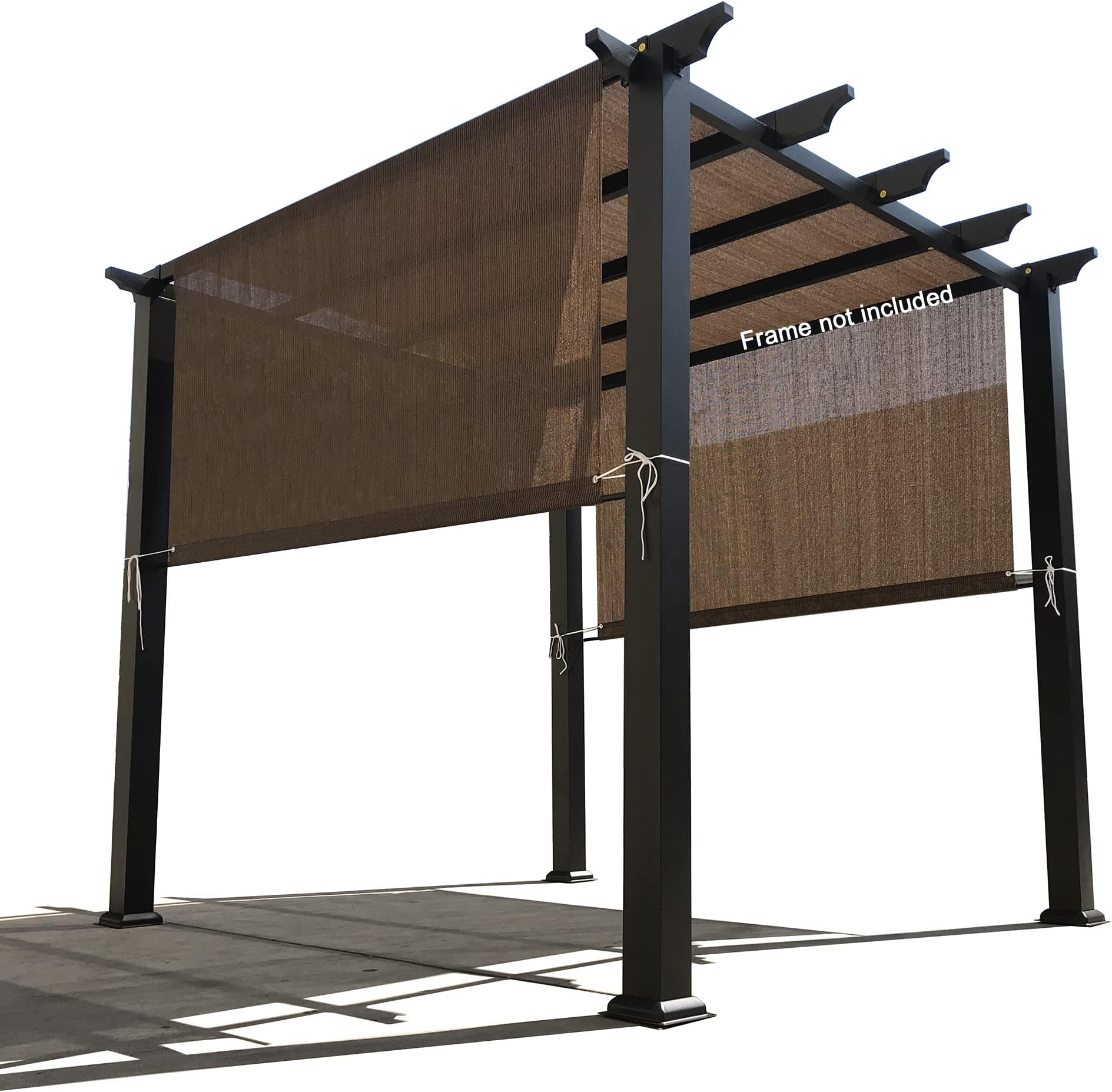 Custom HDPE Permeable Canopy Sun Shade Cover Replacement with Rod Pockets for Pergola (12' x 9', Mocha Brown)