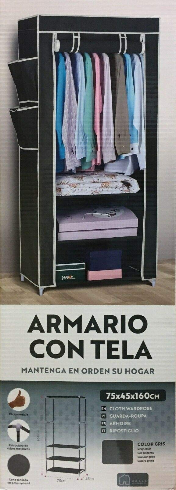HERSIG Armario de Tela ropero Estante Lona Ropa guardarropa Closet 160x75x45cm/ 63116