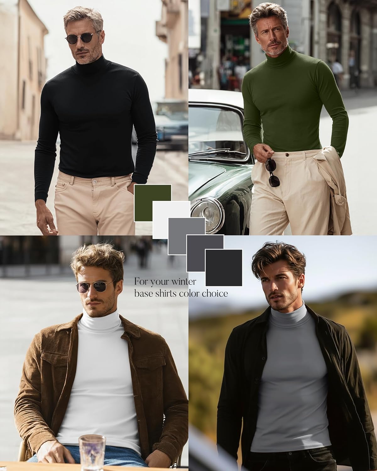 Neer 5 Packs Mens Big and Tall Long Sleeve Shirts Turtleneck Thermal Tops Casual Basic Tees Lightweight Pullover Undershirt - Image 4