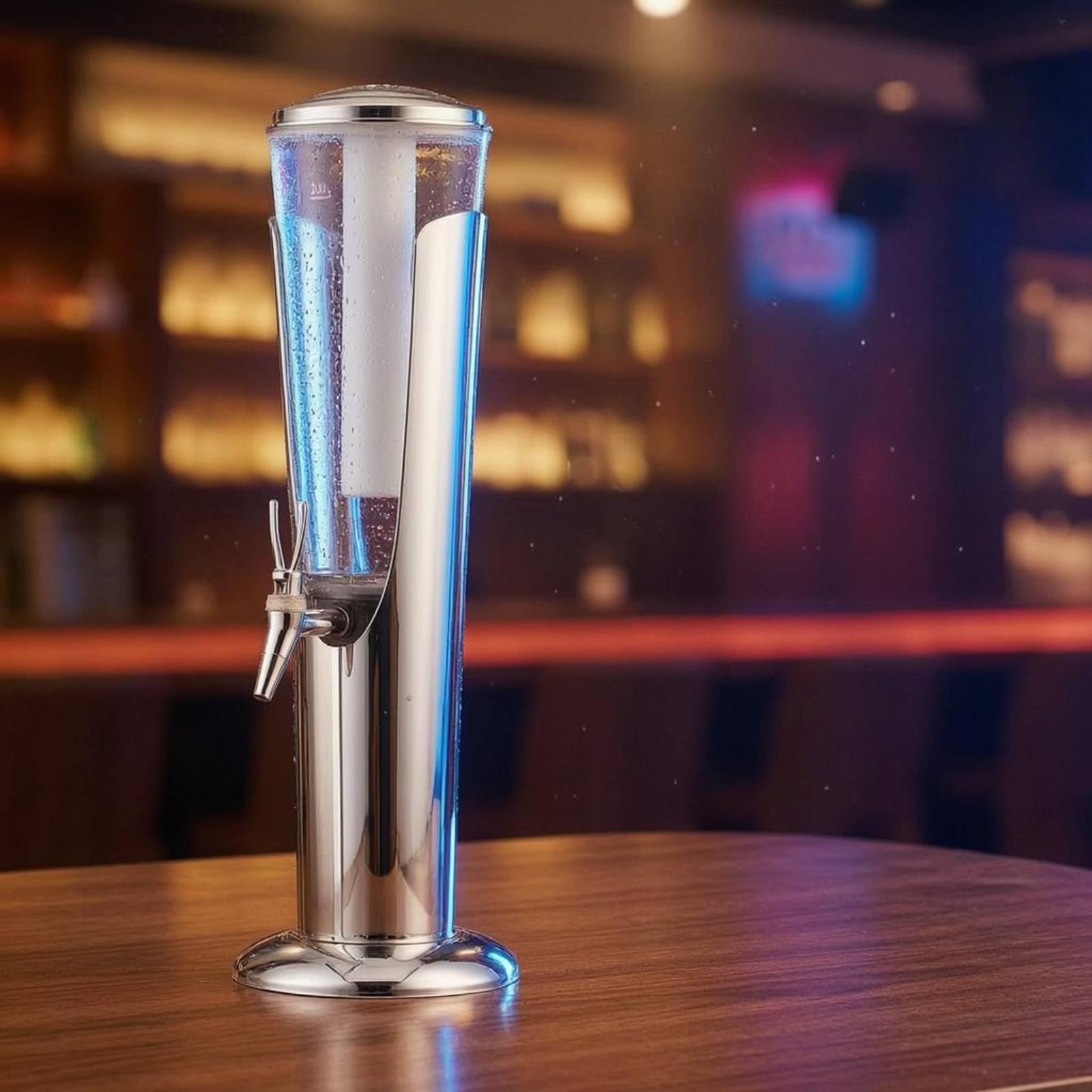 Bier Zapfsäule Getränkespender Ausschankzylinder Turm mit Sichtbehälter Und Einzelauslass für Gastronomie Empfang, Schwarz, Schwarz
