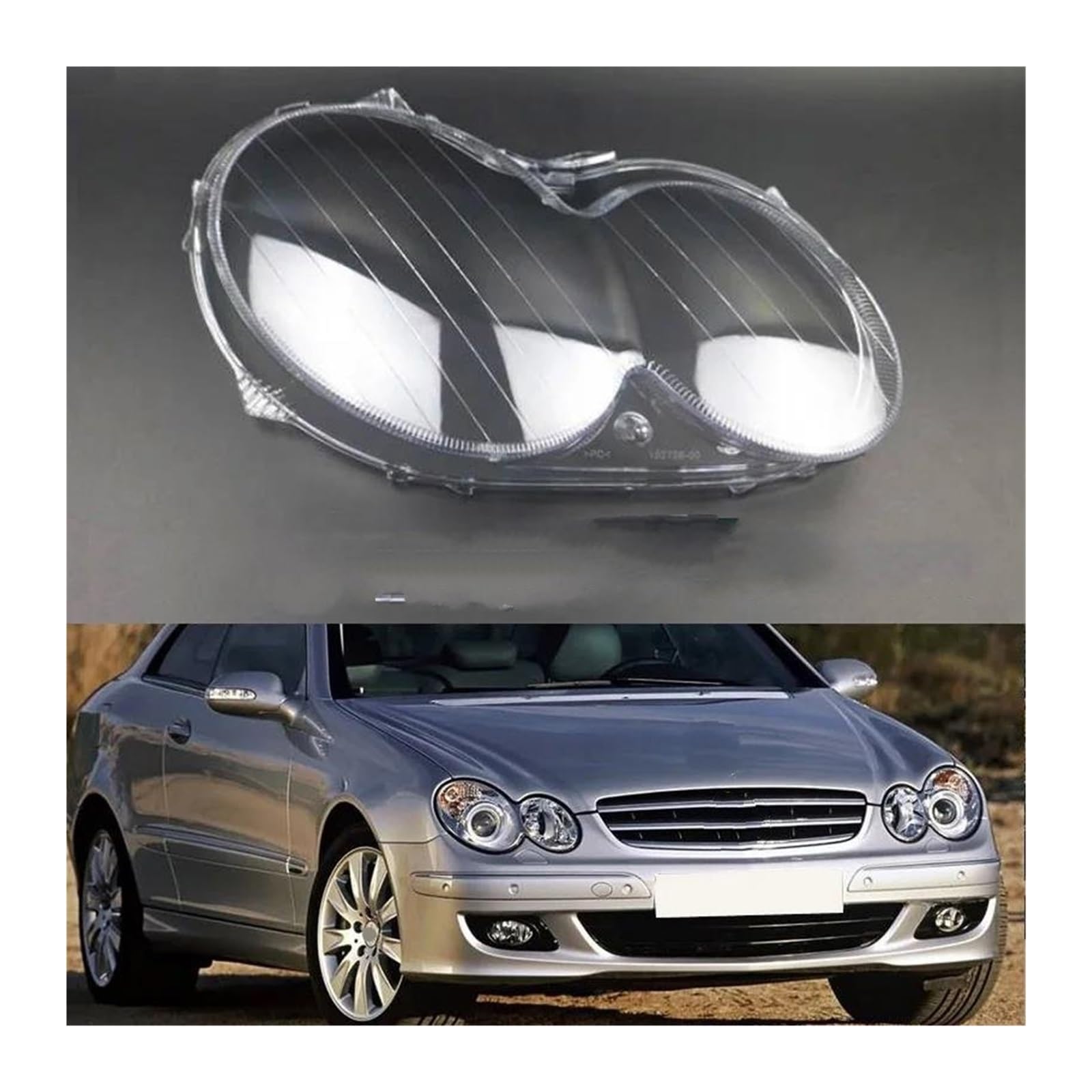 Auto Koplamp Hoes voor Mercedes Benz W209 CLK 2 Puertas 2003-2009,Koplamphoes Heldere Lens,Lampenkap Behuizing Kappen,Glazen Diffusielens,A/Left and Right