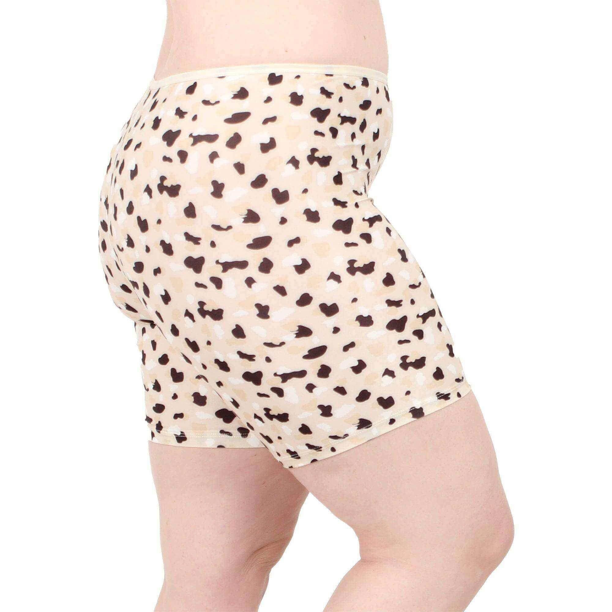 Undersummers Classic Shortlette, Thigh Anti Chafing Shorts Women, Slip Shorts for Women Under Dress, Undergarments for Dresses (Medium, Leopard)