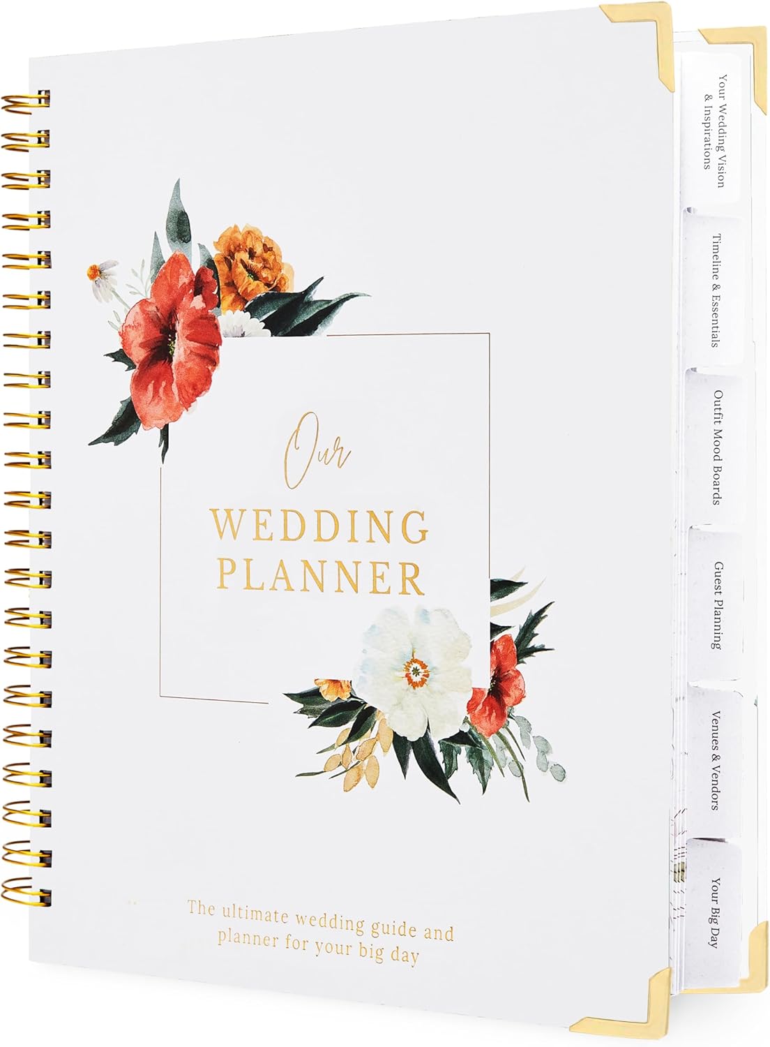 Timeless Premium Wedding Planner Book and Organizer – Wedding Planning Book, Comprehensive Keepsake & Countdown Binder, Perfect Engagement Gift for Women, 11" x 9" (Bloom)