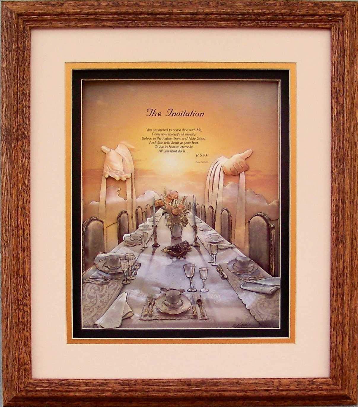 The Invitation Dinner with Jesus - Paper Tole 3D Decoupage Craft Kit Size 16x20 inches 10422(The Additional Pictures Show Examples This Craft Kit Assembled and Framed in a Shadow Box Frame)