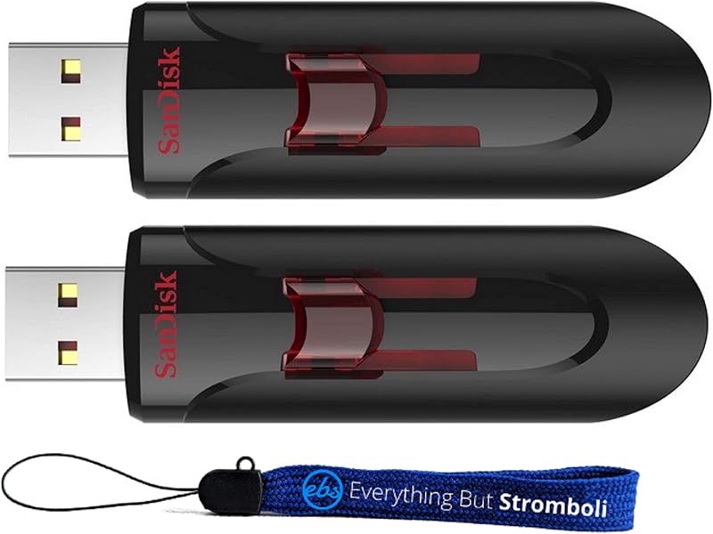 SanDisk 128GB Glide 3.0 (2 Pack) 128GB USB Flash Drive (SDCZ600-128G-G35) | Jump Drive Pen Drive High Performance - Bundle with (1) Everything But Stromboli Lanyard