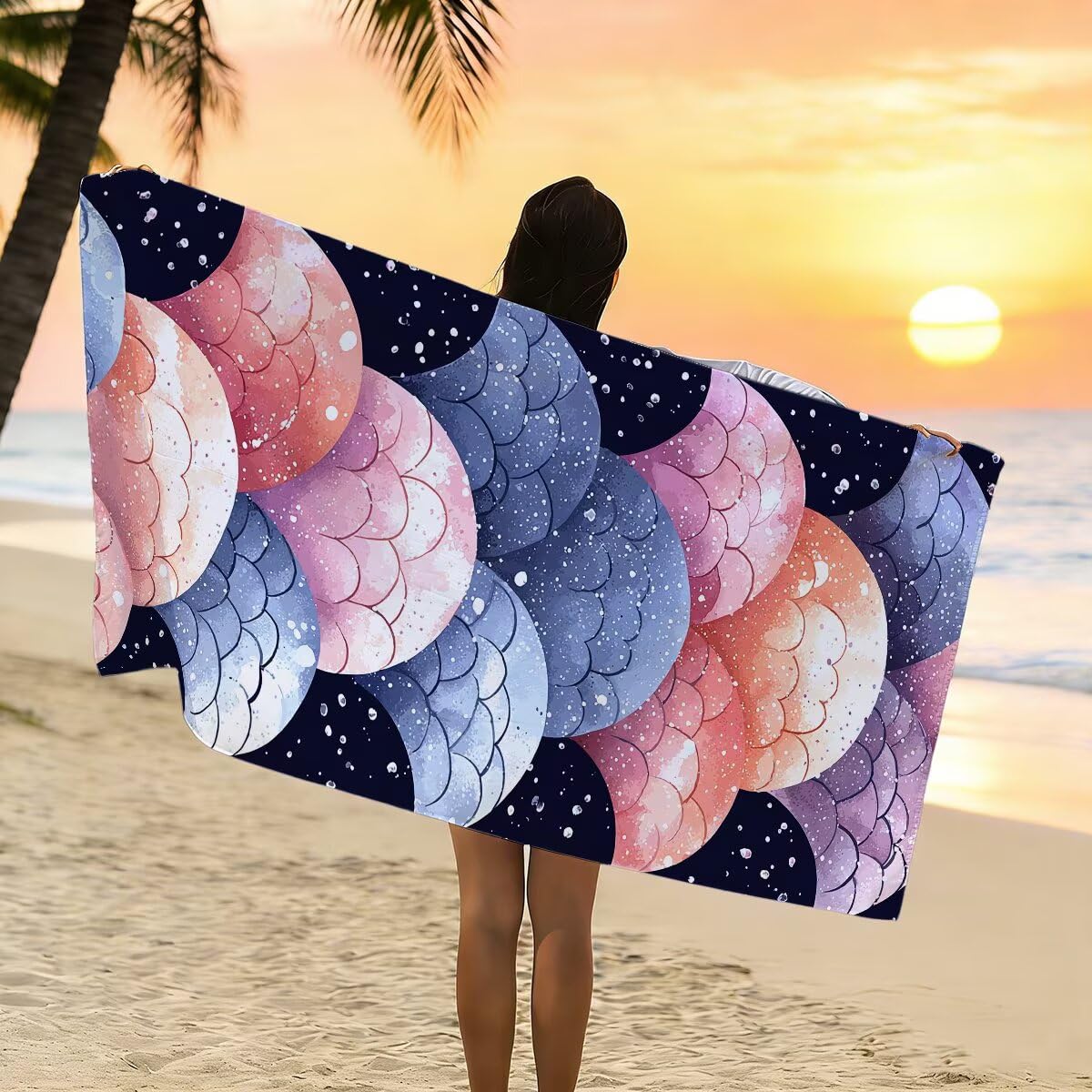 Telo Mare Microfibra, Telo Mare Grande 90x200cm 2 Pezzi, Asciugamano Palestra Donna Asciugatura Rapida, Antisabbia Asciugamano Microfibra, Leggero Asciugamani Palestra per Regalo (Astratto) -4554