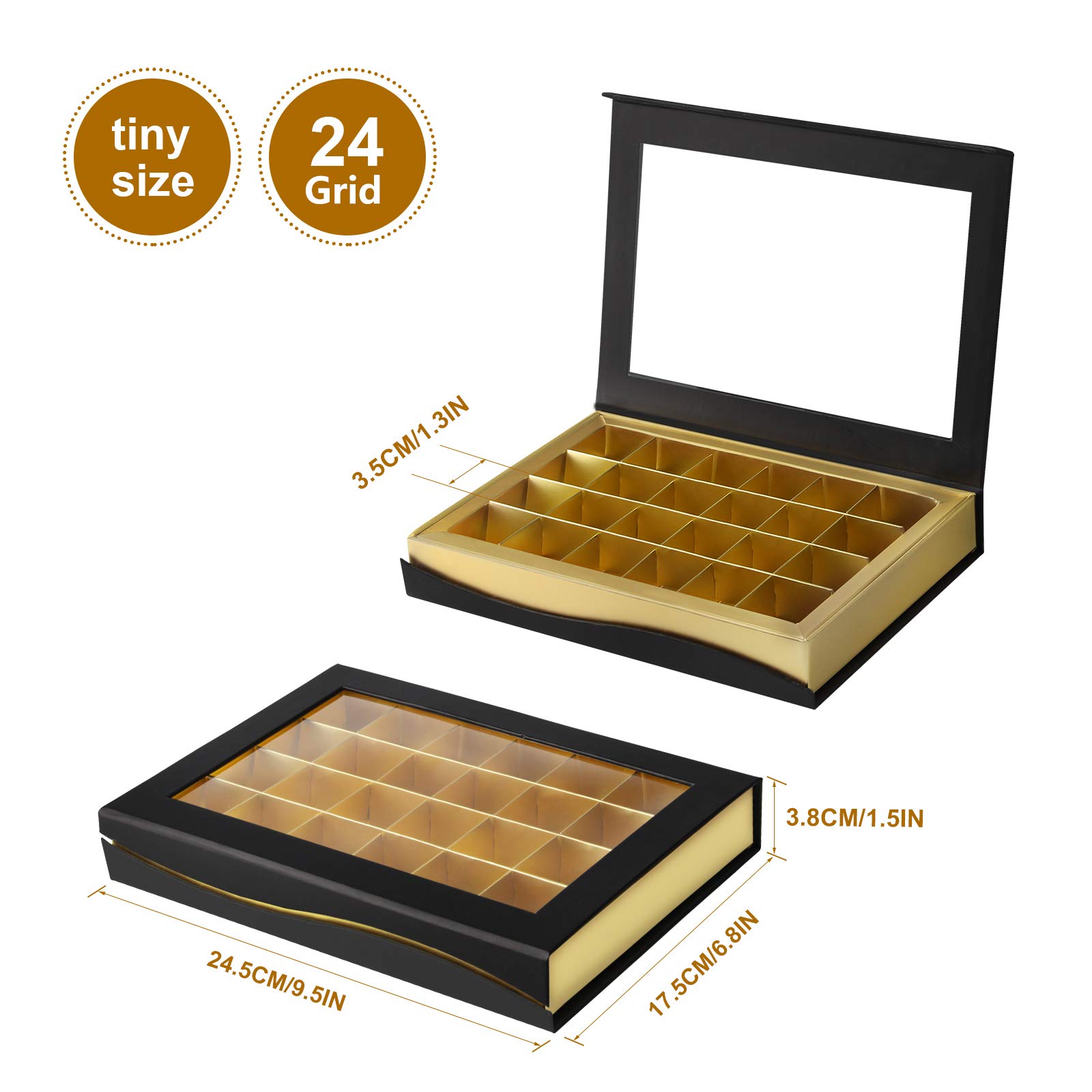 Scatole regalo vuote per cioccolatini, scatole regalo magnetiche per dessert, con busta trasparente, per vetrine, caramelle, biscotti, feste, matrimoni, confezione da 2