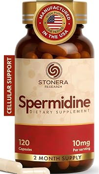 STONERA Spermidine Supplement, Cellular Renewal & Longevity Support - Optimized High Purity, 10mg per Serving, 120 Capsules Third-Party Tested