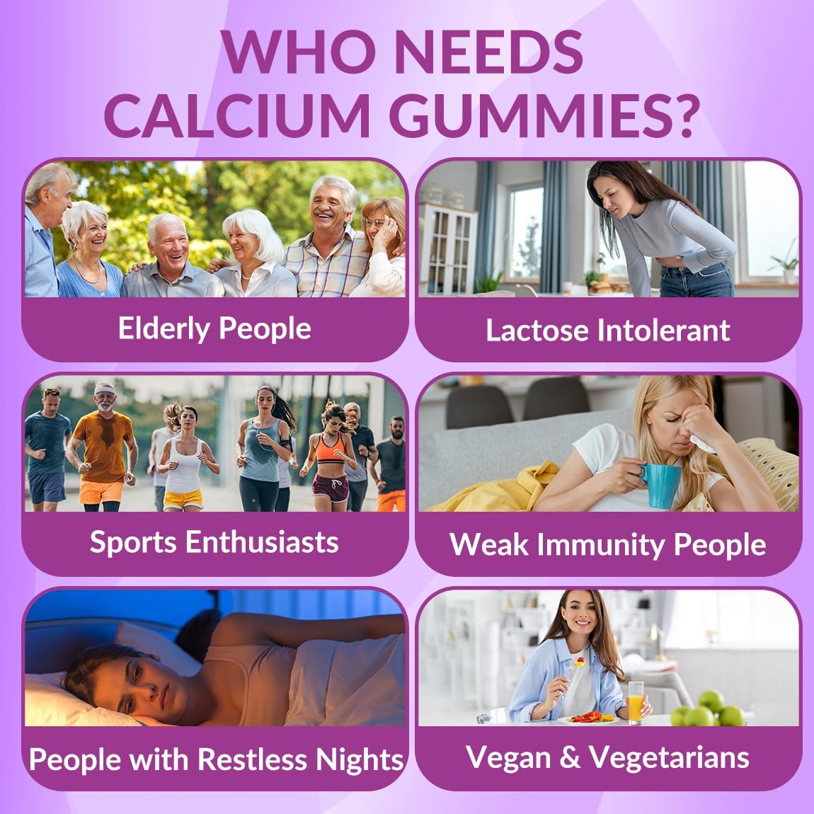 Sugar Free Calcium Gummies w/Vitamin D3 K2, Calcium Magnesium Zinc Gummies for Bone, Muscle & Immune, Algae CA Magnesium 2:1 Ratio Calcium Supplement for Women & Men - Vegan - Image 4