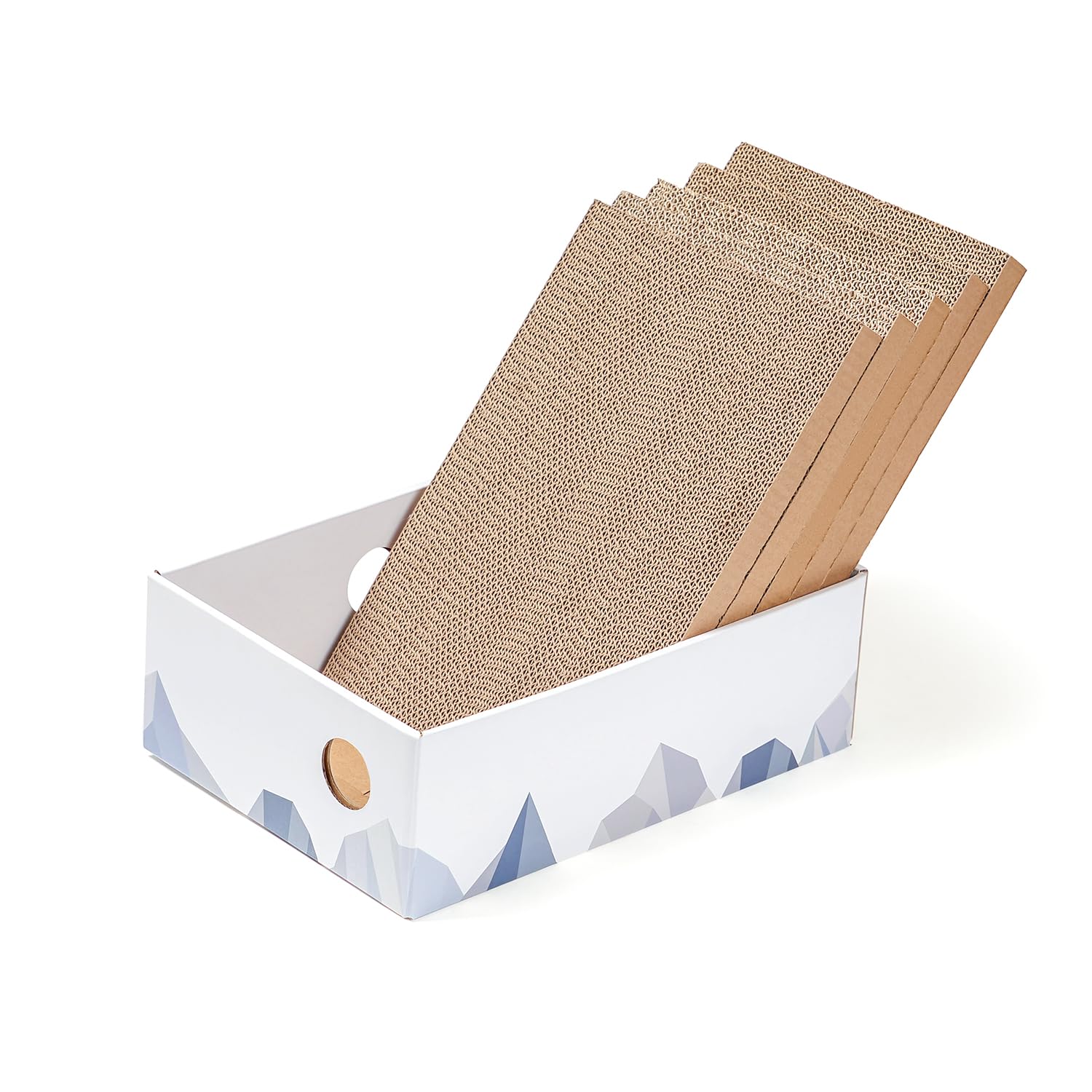 Conlun Rascador para Gatos con Caja, Rascador Gato Grande y Resistente, Doble Cara, Agujeros Interactivos, Zona de Descanso Antisuciedad para Interior (2 Unidad, Grande, Blanco) — view 10