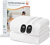 HOMTEC California King Heated Mattress Pad Dual Zone, 12 Heat Levels, Preheat Memory Timer, Machine Washable ETL Certified