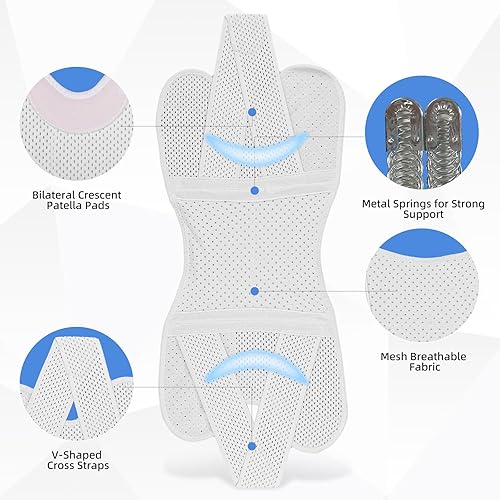 Miniatura 4 de Rodillera para dolor de rodilla y lesiones de ligamentos, manga de compresión de rodilla con correas de tensión duales, soporte ajustable para