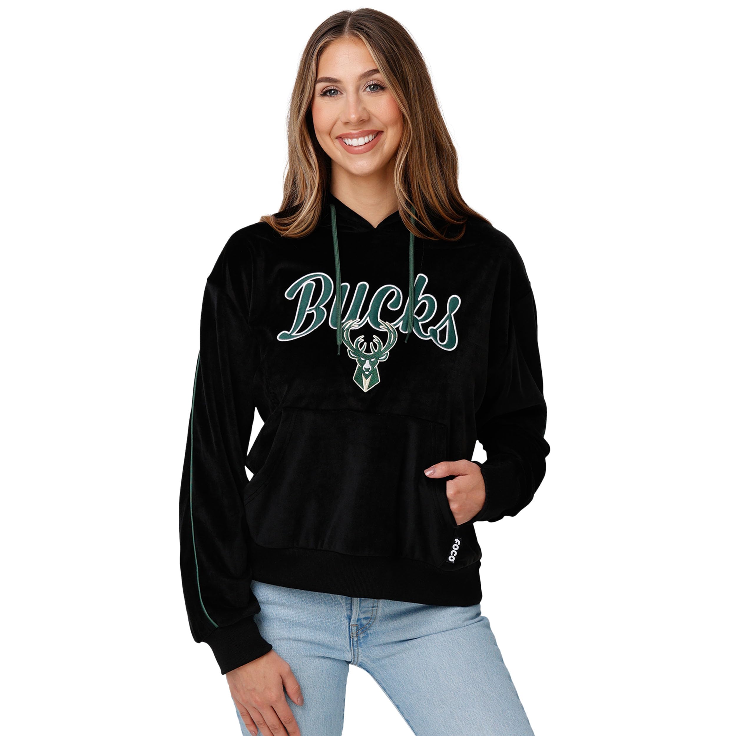 Sudadera con capucha para mujer FOCO de velour premium con acabados de alta calidad de la NBA 7