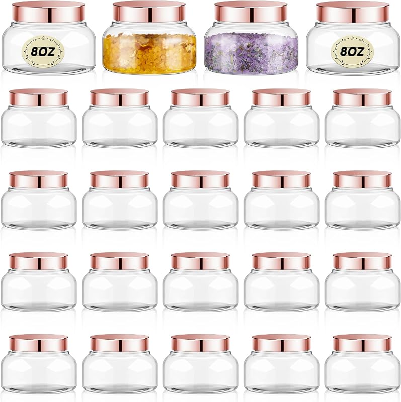 Frascos cosméticos de plástico com tampa Tessco for you, Rose Gold, pacote com 24