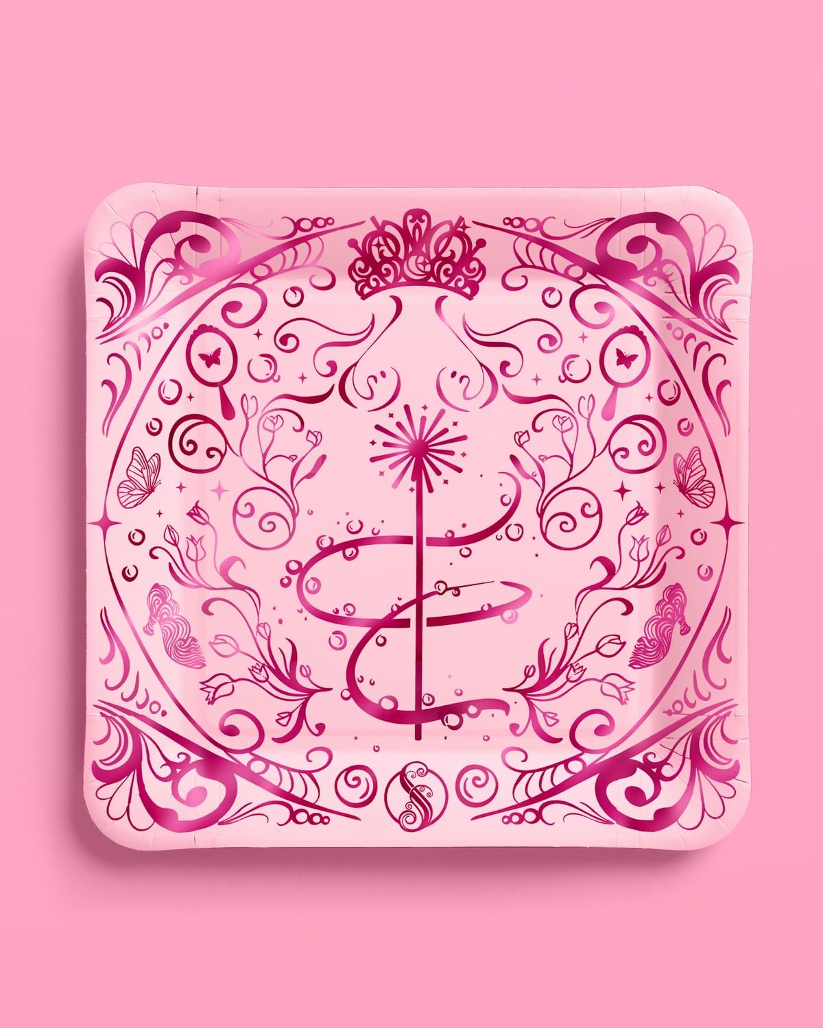 xo, Fetti Pink + Green Witch Paper Plates | 24 pcs | Wizard Party Supplies, Magical Birthday Tableware