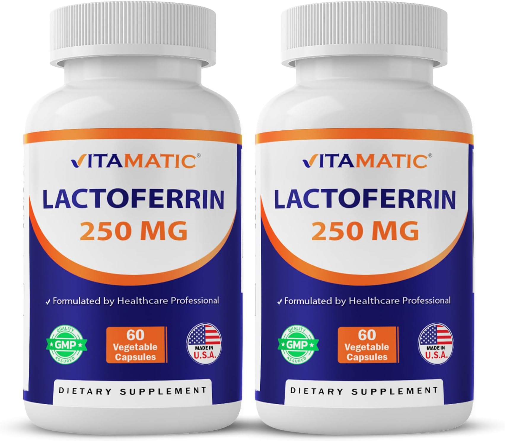 Lactoferrin 250mg – 60 Vegetable Capsules - 2 Pack Promotes Healthy Immune Function*