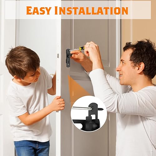 Miniatura 4 de 8 paquetes de cierres de puerta de granero abatibles de 90 grados, pestillo de puerta de acero inoxidable negro mate para puerta de granero, puerta