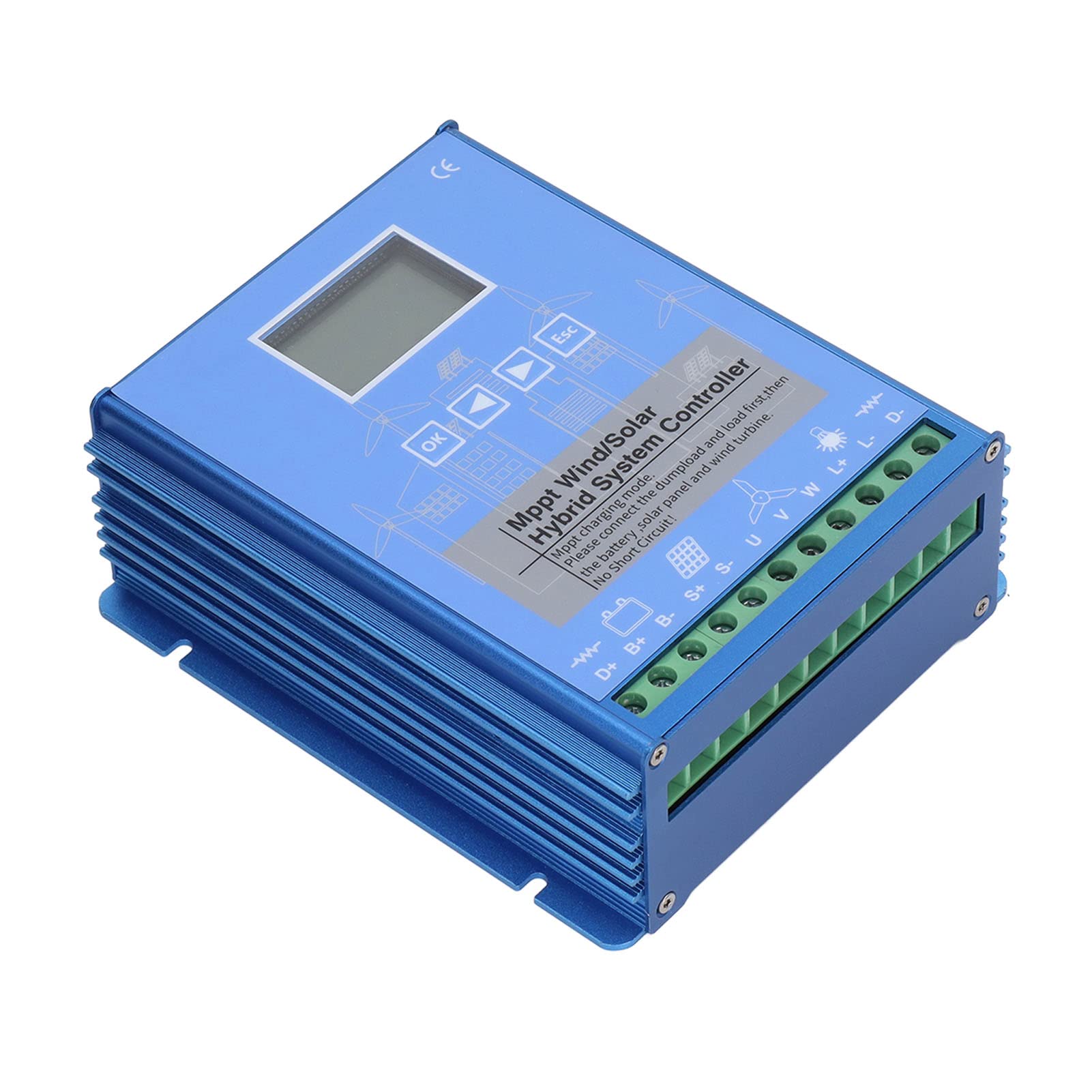 Hyuduo Pantalla LCD MPPT de 800W Wind Solar MPPT para Batería de 48V de 24V, Funciones Fuertes, Ampliamente Compatibilidad, Carga Completa, Configurable, de Ventilador