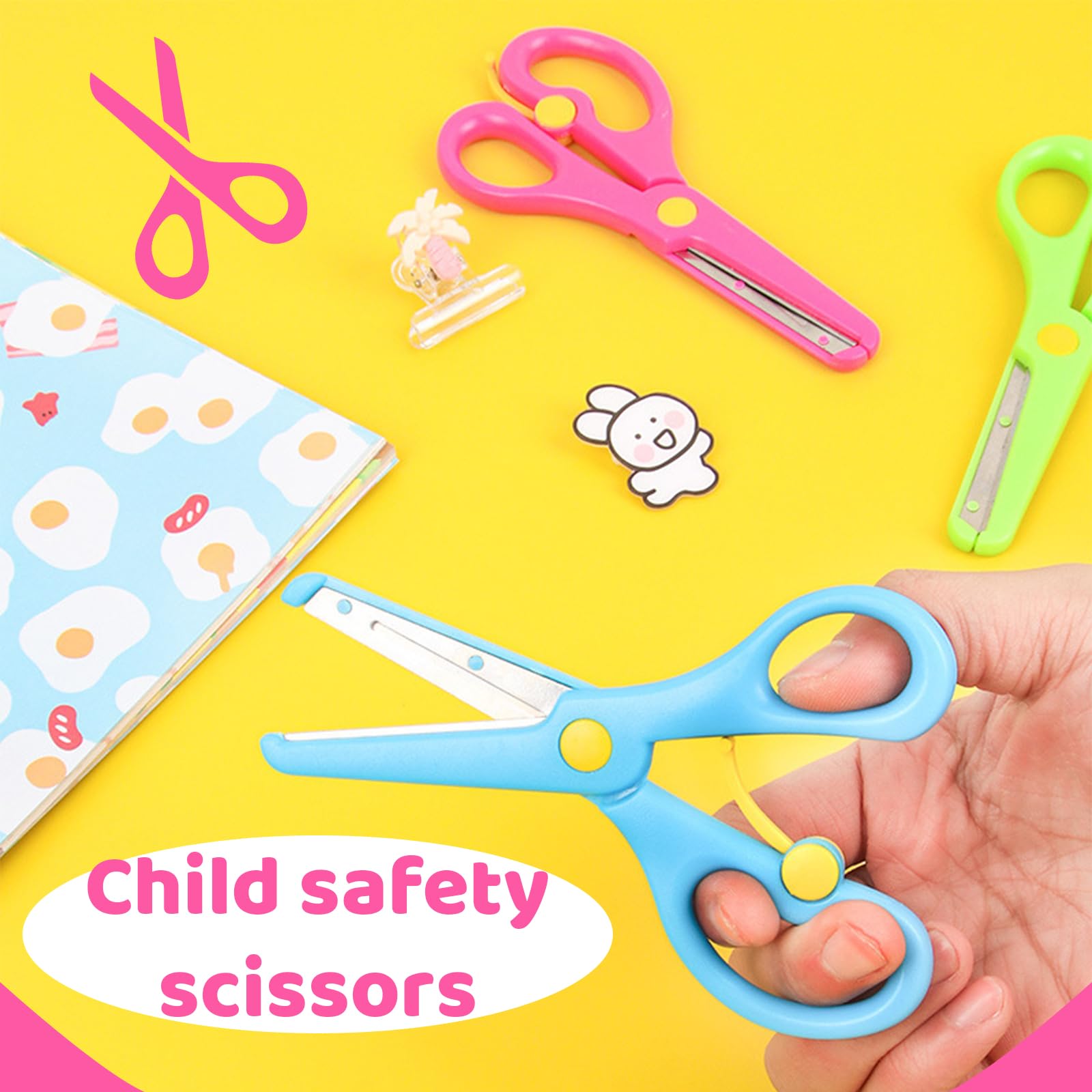 3 pcs Tijeras de Manualidades, tijeras, Tijeras para Preescolar, Tijeras para Principiantes,Tijeras para Manualidades, tijeras de seguridad, tijeras escolares, Tijeras para cortar papel