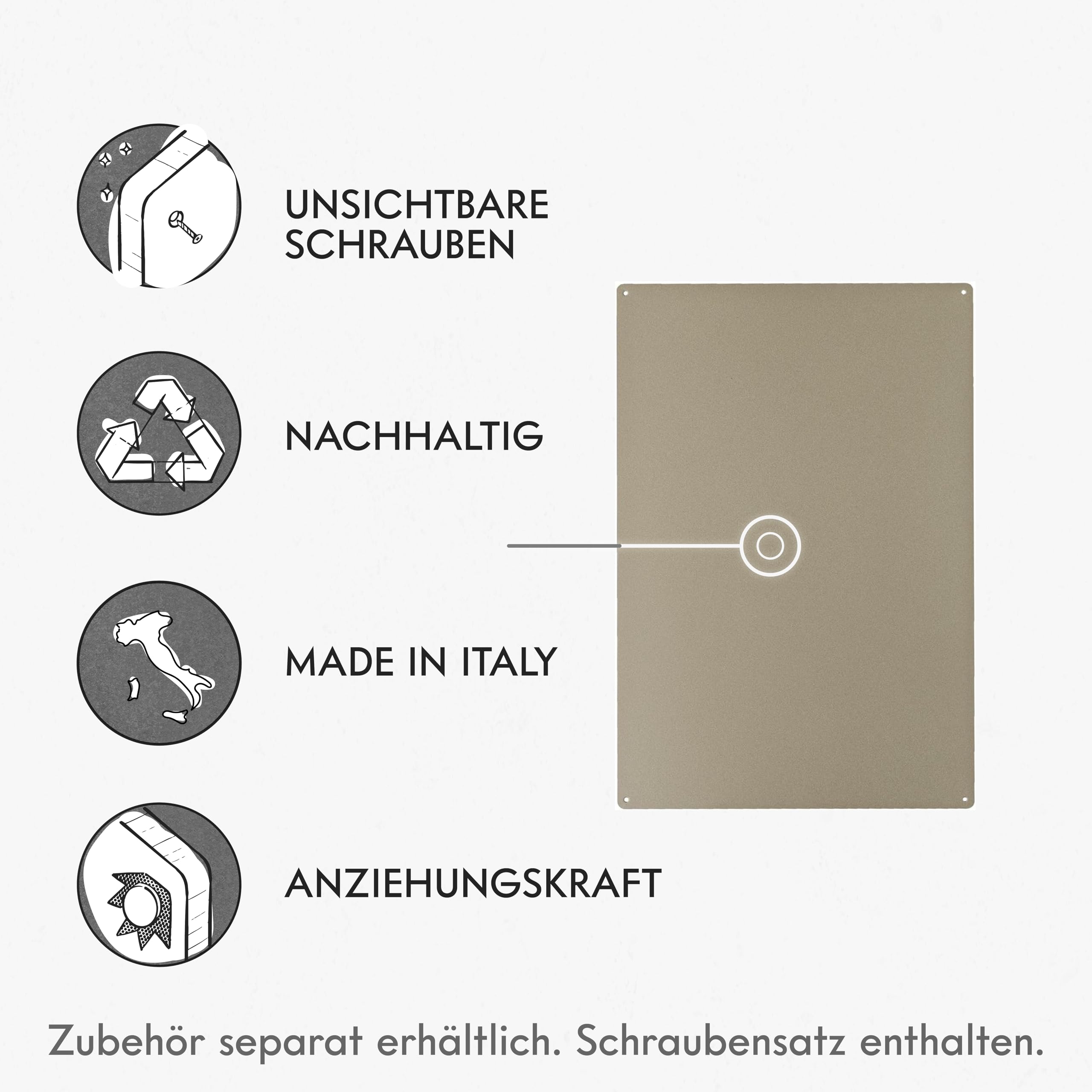 KalaMitica - Magnettafel für die Wand, Pinnwand für Magnete - beschreibbar mit Kreide und abwischbar - Beige - 114 x 74 cm