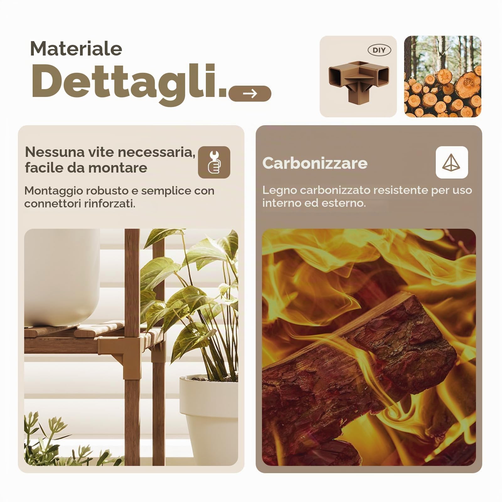 Bamworld Porta Piante da Esterno Grandi Scaffale per Piante da Interno Alto Supporto per Piante Legno Sostiene più Vasi Arredo Giardino Bonsai Vaso