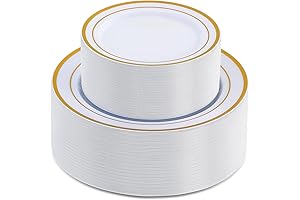 AOZITA Gold Plastic Plates Perfect for Any Party