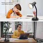 Xtricity Lampe de bureau LED, col de cygne ajustable à 360°, lampe pour la maison et le bureau avec ampoule A19 de 7W, 120V, interrupteur marche/arrêt, hauteur de 14 po - lampes de lecture pour table de chevet, dortoir universitaire (Finition noire)