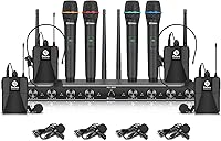 Vista 1 de D Debra Audio AU800 Pro UHF Sistema de micrófono inalámbrico de 8 canales con micrófonos de mano inalámbricos tipo lavalier con auriculares