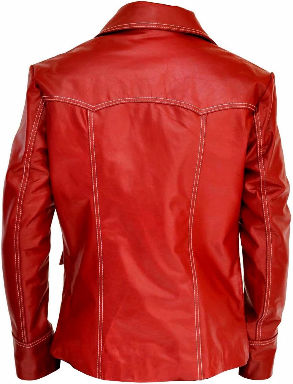 VearFit Men's Fight Club movie Black and Red Real Leather Jacket Replica