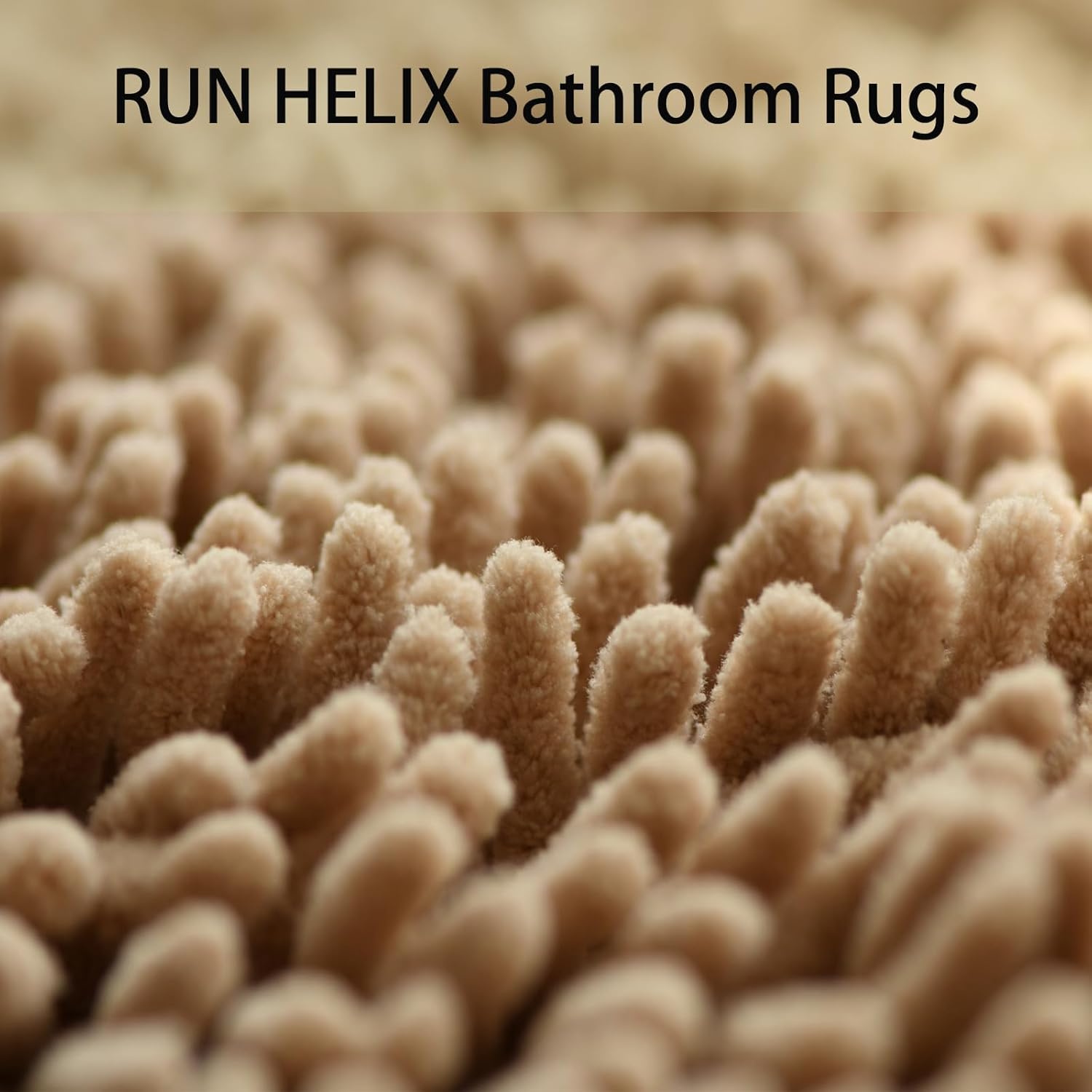 RUN HELIX Beige Bathroom Rugs Ultra Soft Rugs and Mats Set 3 Pieces Bath Rug Set Thick Chenille Bath Rugs Non Slip Bath Mats for Bedroom - Image 5