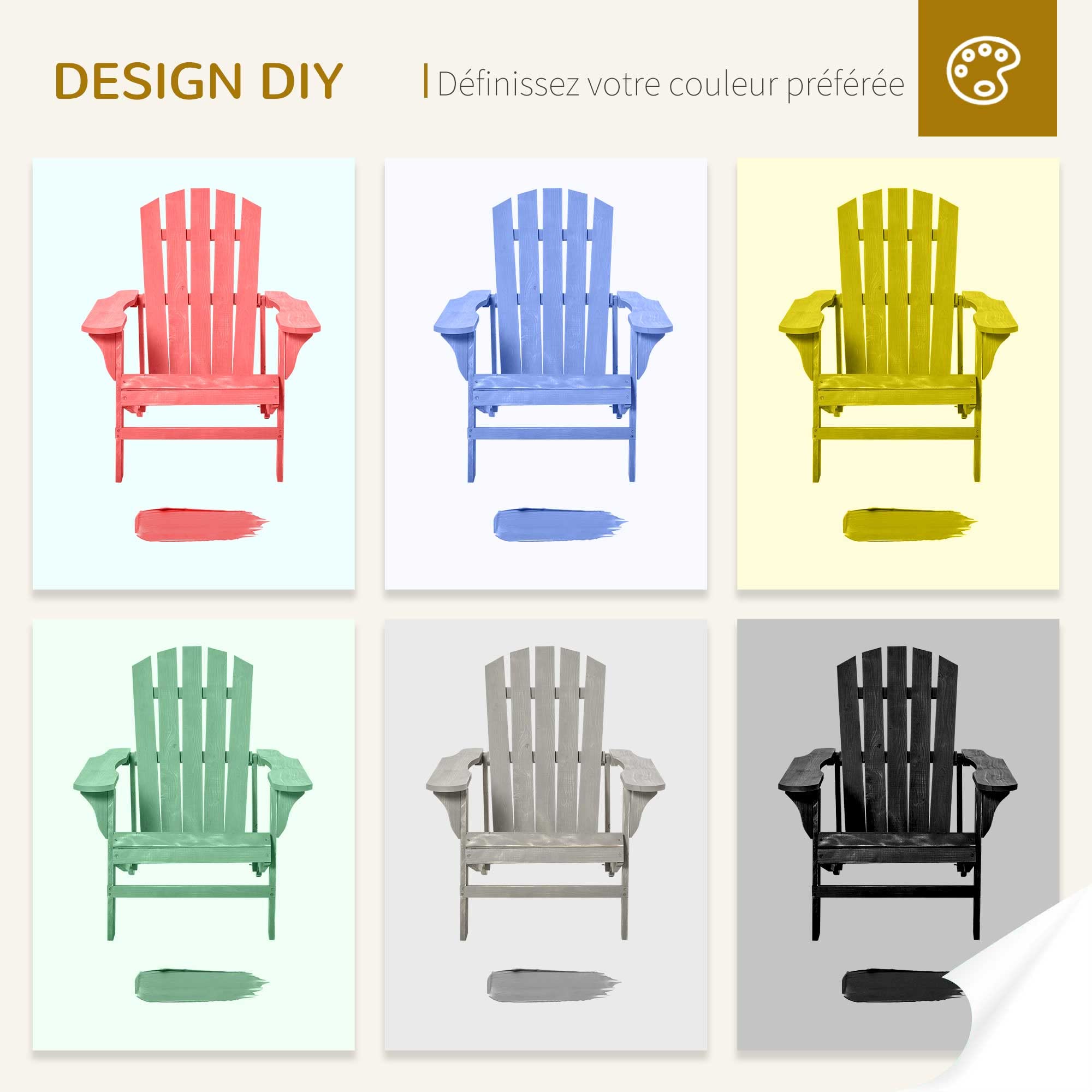 Outsunny Fauteuil adirondack Fauteuil de Jardin Chaise de Jardin de Plein Air dim. 78L x 89D x 88H cm Bois Massif Sapin Gris Effet Vieilli pour Jardin, Terrasse et Balcon