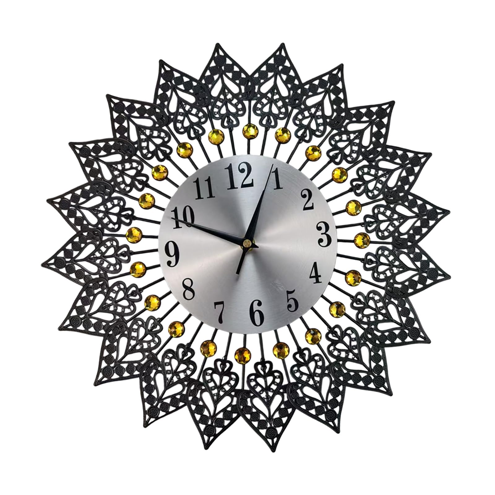 Kaeltsyn European Luxury Quiet Metal Geometric Heart Large Wall Clock Easy Installation Battery Operated for Bedroom and Noiseless Wall Clock