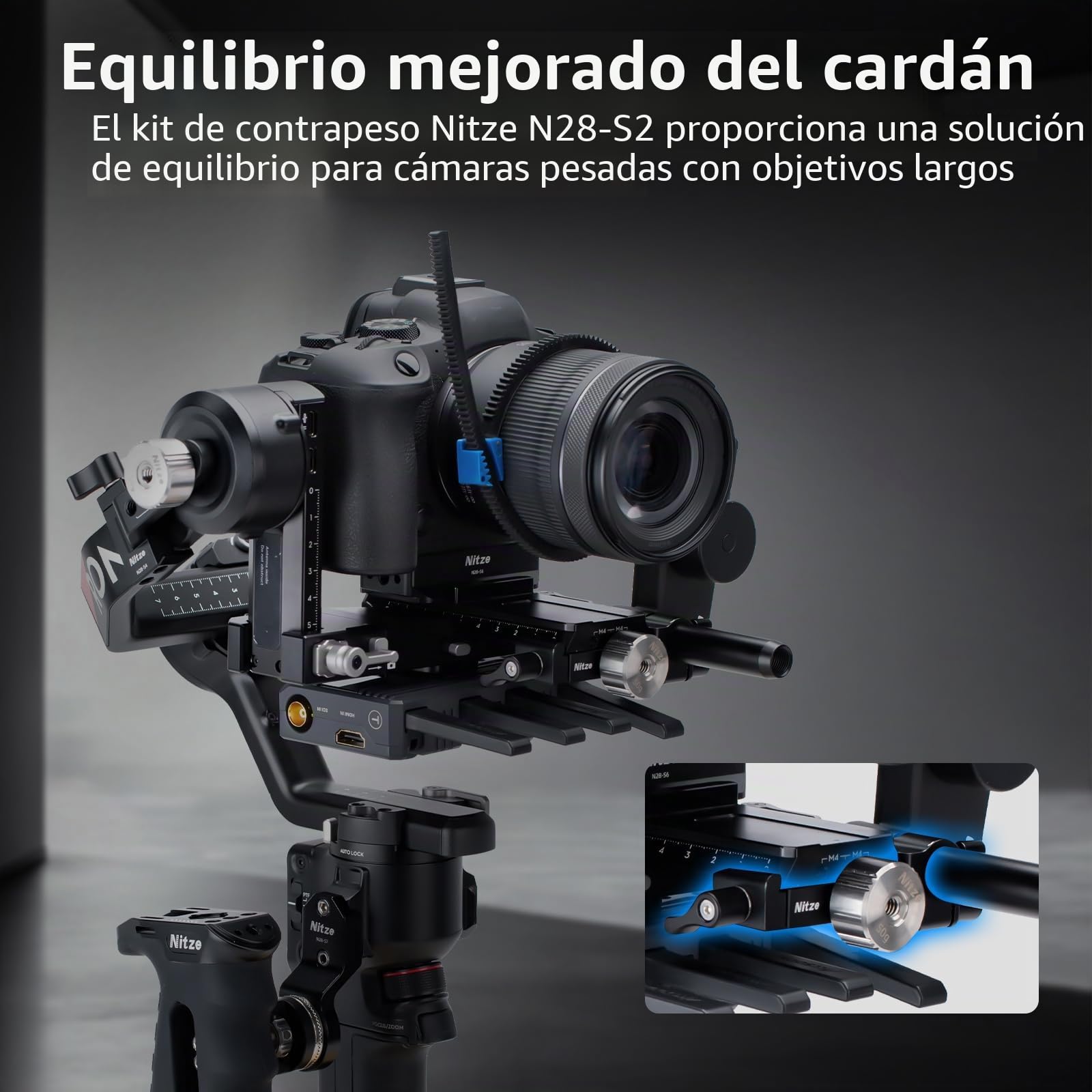 Nitze Kit de Contrapeso Counterweight para Estabilizadores dji RS 5/RS 4 Pro/RS 4/RS 3 Pro/RS 3/RSC 2/RS 2, Abrazadera de Montaje con Pinza de Varilla de 15mm para Motor dji Focus Pro - N28-S2