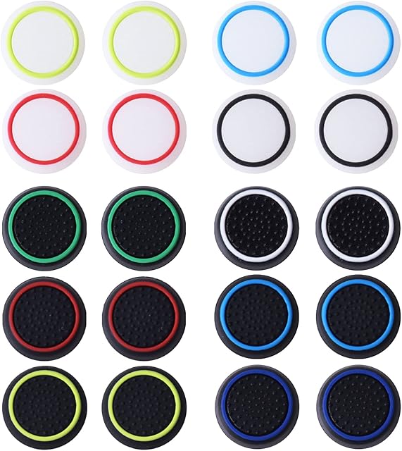 suchkawe 20PCS Colorful Thumbstick Caps Grip Accessory Set, Silicone Thumb Grip Cap Cover Joystick Protection Attachments, Compatible with PS5 PS4 PS3 PS2 Xbox 360 Switch Pro Xbox One Controllers