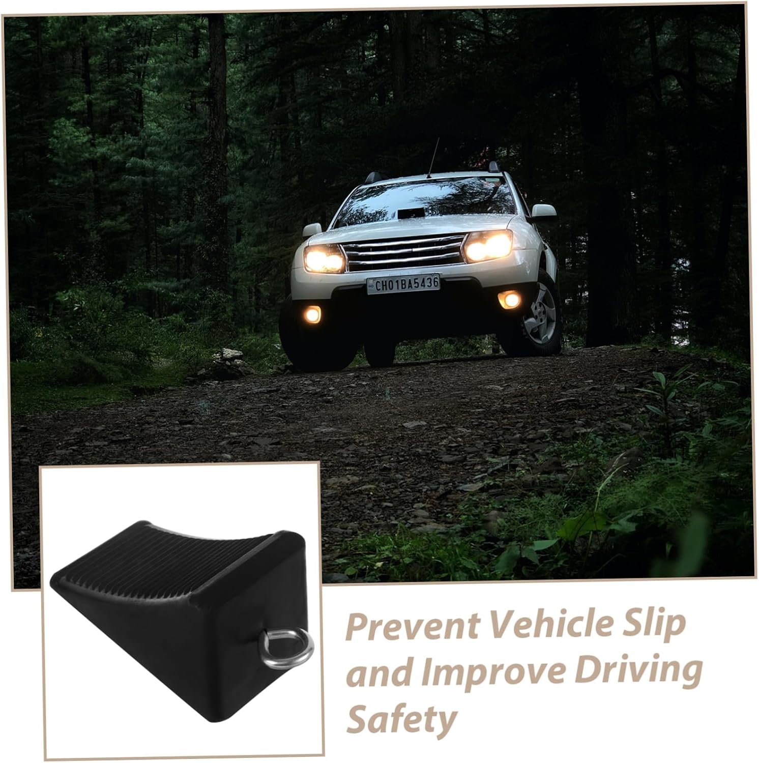 Cabilock Portable Rubber Car Wheel Chock Stopper for Garage Floor